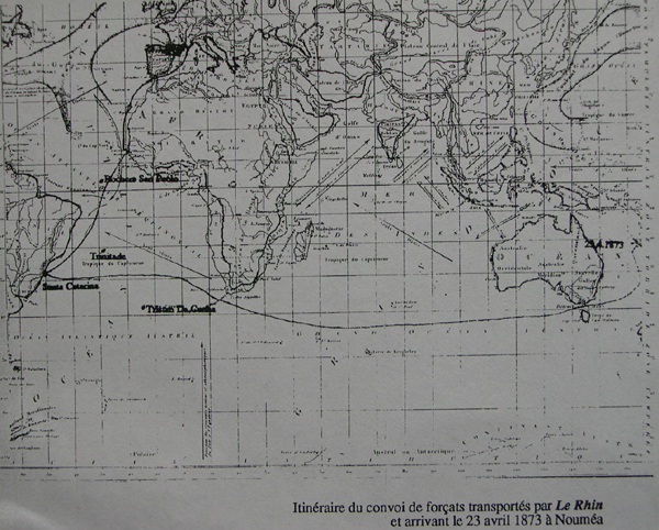Intinraire du 
convoi de transports arriv le 23 avril 1873